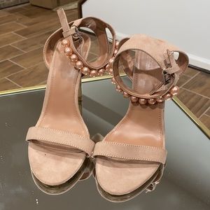 Nude Pearl ankle strap sandals
